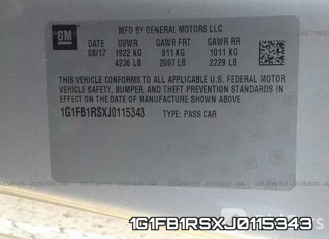 1G1FB1RSXJ0115343 фото 10