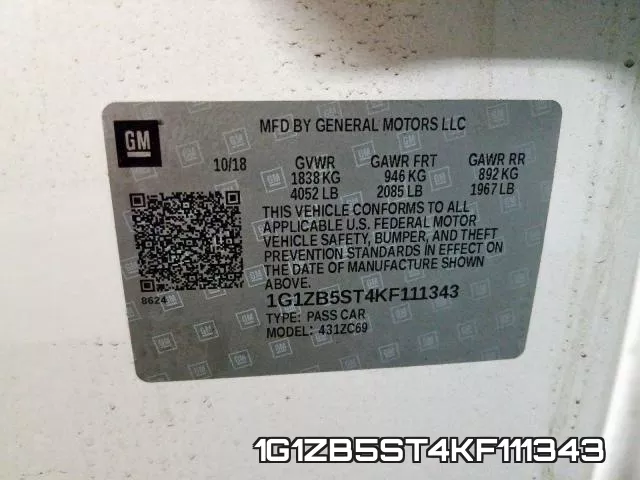 1G1ZB5ST4KF111343 фото 2