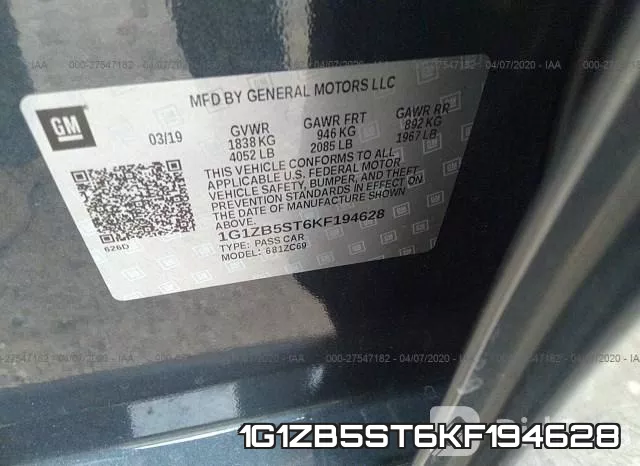 1G1ZB5ST6KF194628 фото 10