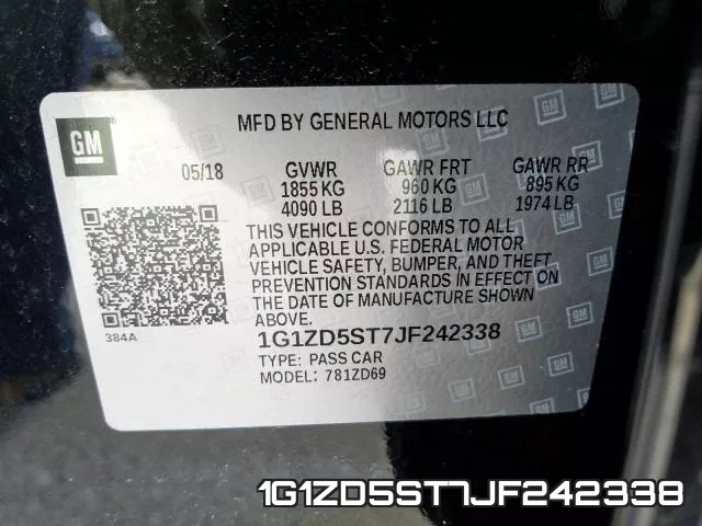 1G1ZD5ST7JF242338 фото 2