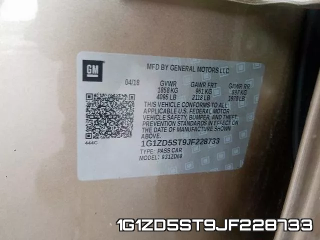 1G1ZD5ST9JF228733 фото 2