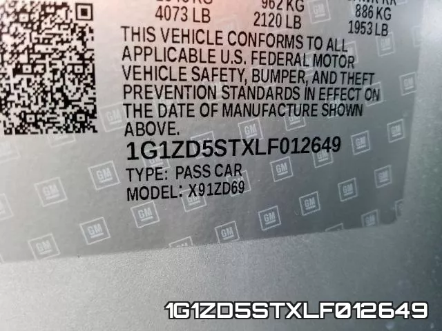 1G1ZD5STXLF012649 фото 2