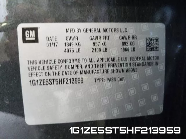 1G1ZE5ST5HF213959 фото 2