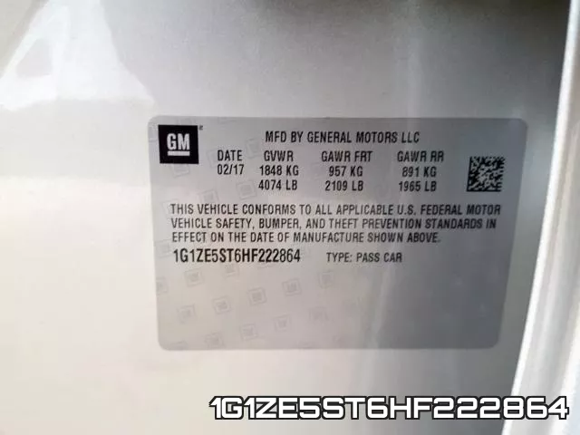 1G1ZE5ST6HF222864 фото 2