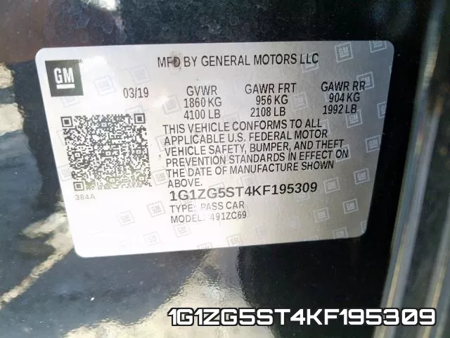 1G1ZG5ST4KF195309 фото 2