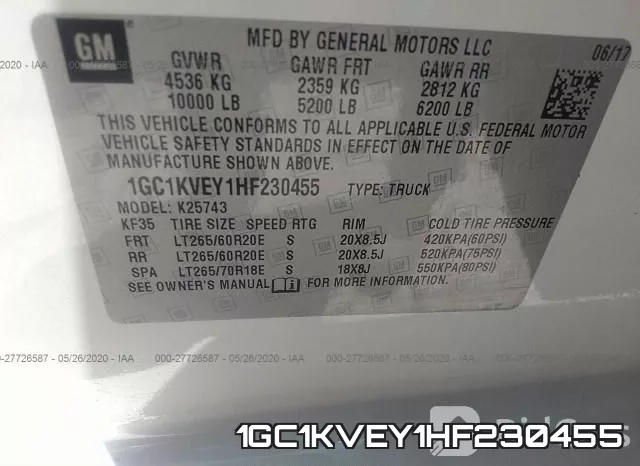1GC1KVEY1HF230455 фото 10