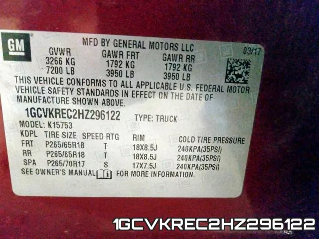 1GCVKREC2HZ296122 фото 2