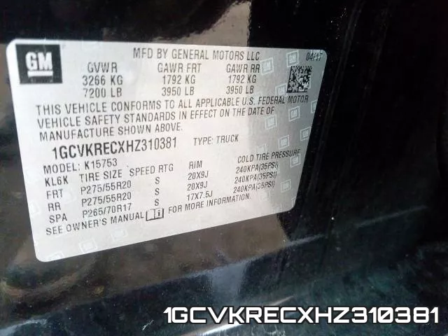 1GCVKRECXHZ310381 фото 2