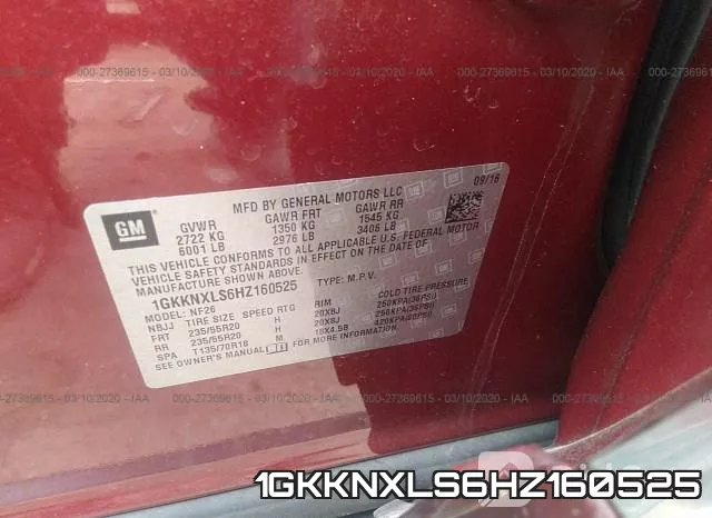 1GKKNXLS6HZ160525 фото 10