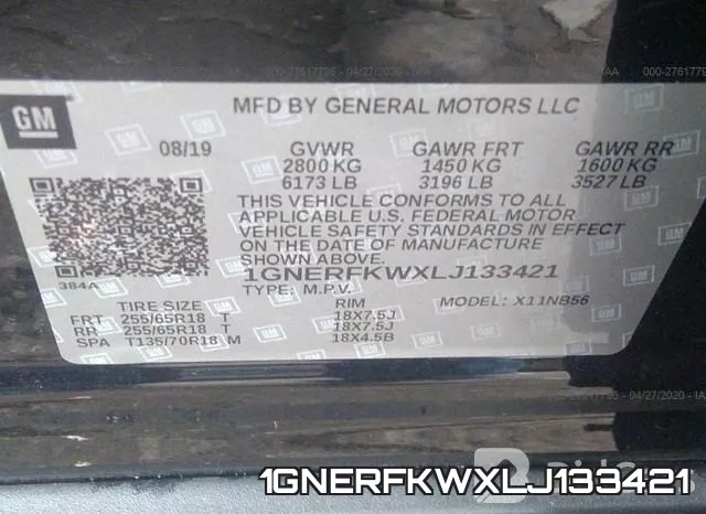 1GNERFKWXLJ133421 фото 10