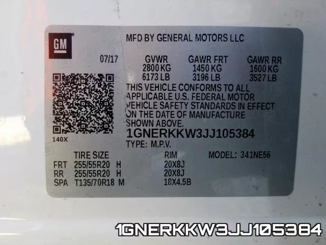 1GNERKKW3JJ105384 фото 2