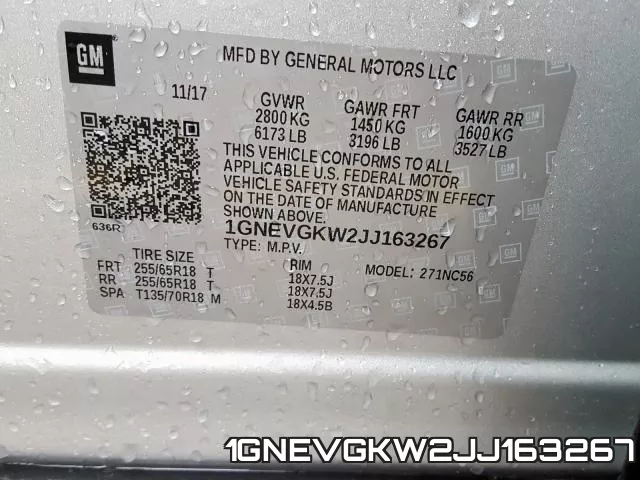 1GNEVGKW2JJ163267 фото 2