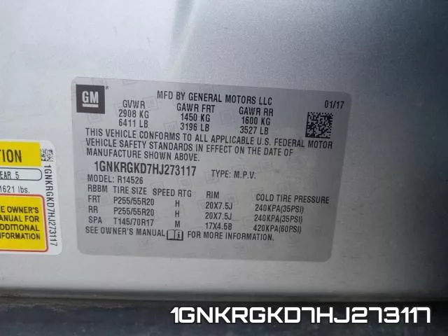 1GNKRGKD7HJ273117 фото 2