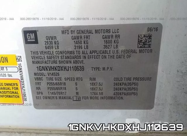 1GNKVHKDXHJ110639 фото 10