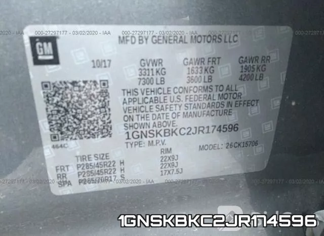 1GNSKBKC2JR174596 фото 10