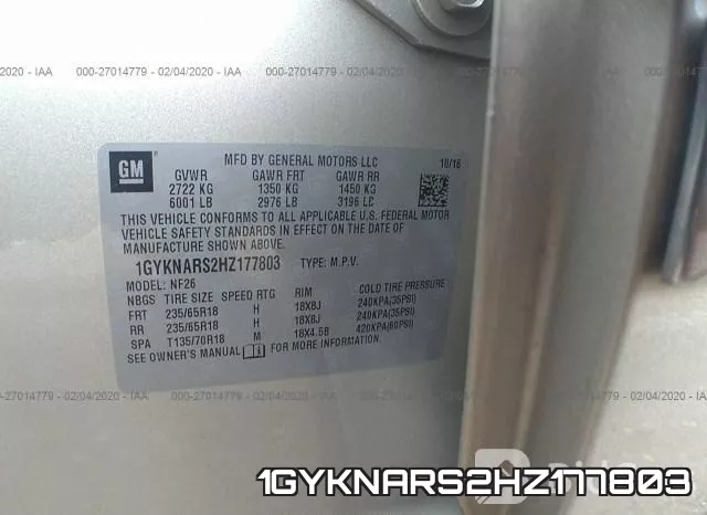 1GYKNARS2HZ177803 фото 10