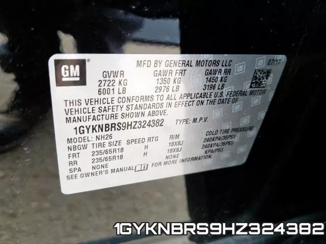 1GYKNBRS9HZ324382 фото 2