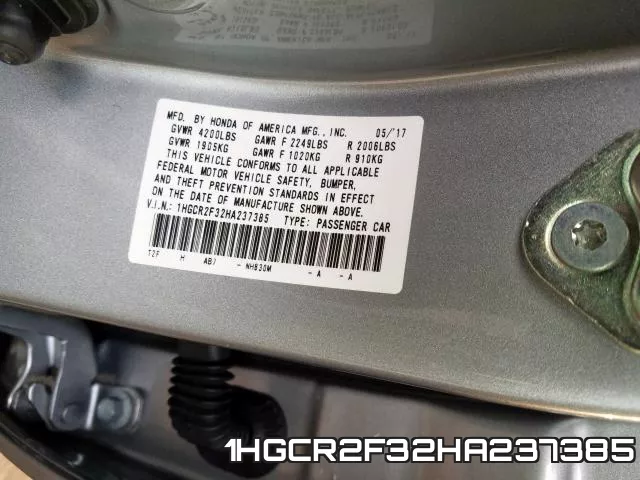 1HGCR2F32HA237385 фото 2