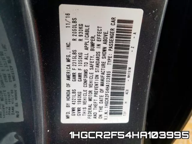 1HGCR2F54HA103995 фото 2