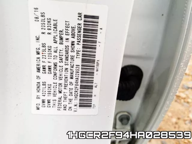 1HGCR2F94HA028539 фото 2