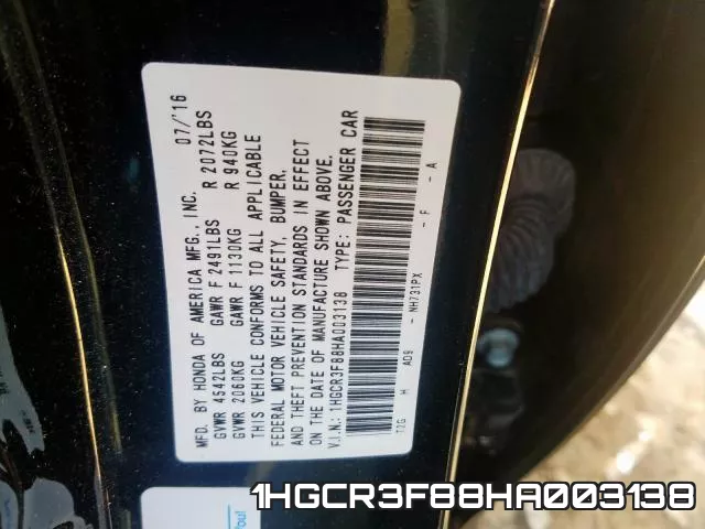 1HGCR3F88HA003138 фото 2