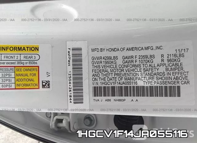 1HGCV1F14JA055116 фото 10