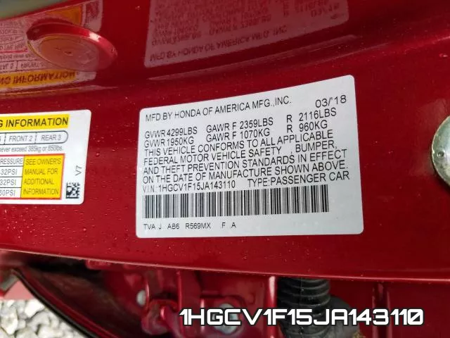 1HGCV1F15JA143110 фото 2