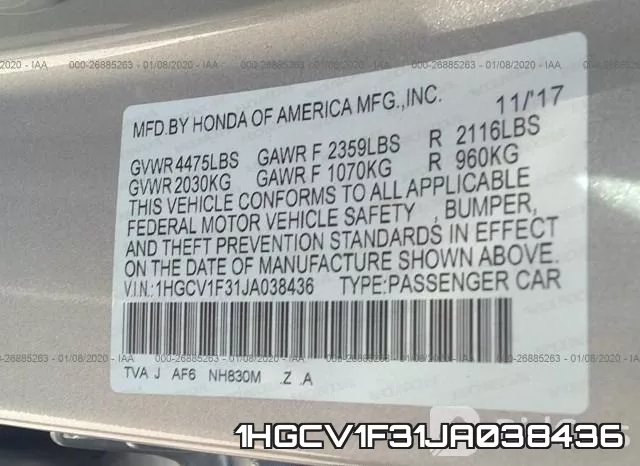 1HGCV1F31JA038436 фото 10