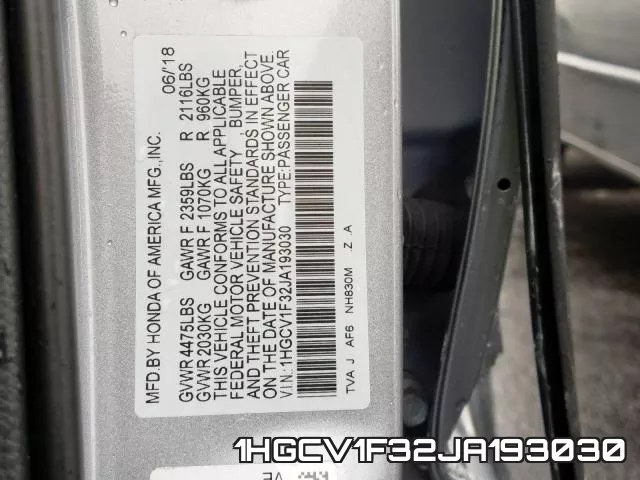 1HGCV1F32JA193030 фото 2