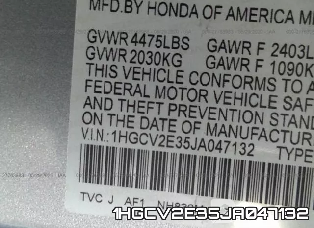 1HGCV2E35JA047132 фото 10