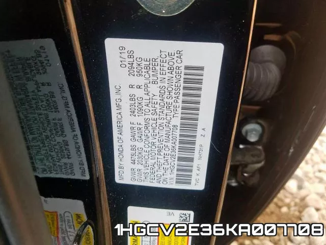 1HGCV2E36KA007708 фото 2