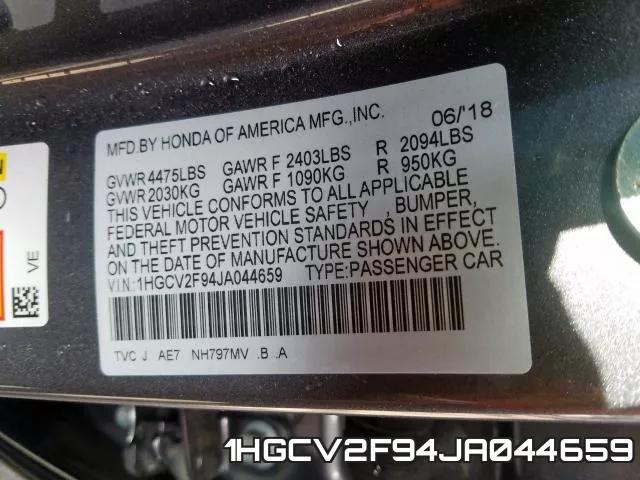 1HGCV2F94JA044659 фото 2