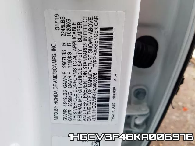 1HGCV3F48KA006976 фото 2
