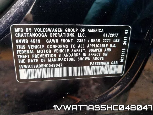 1VWAT7A35HC048047 фото 2