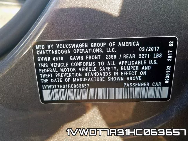 1VWDT7A31HC063657 фото 2