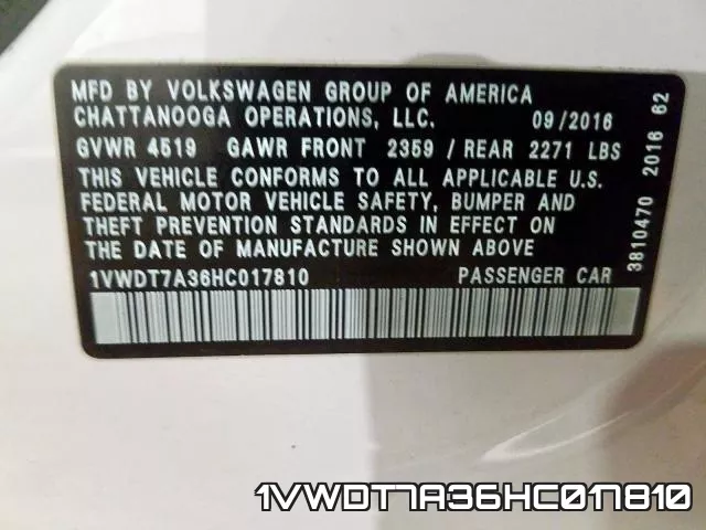 1VWDT7A36HC017810 фото 2