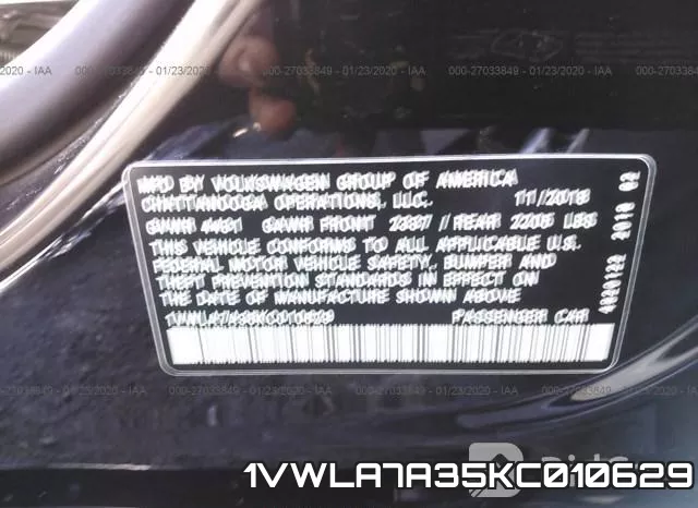 1VWLA7A35KC010629 фото 10