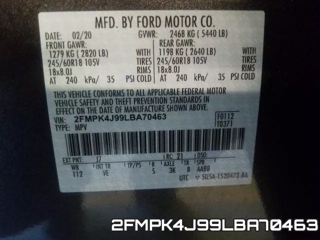 2FMPK4J99LBA70463 фото 2