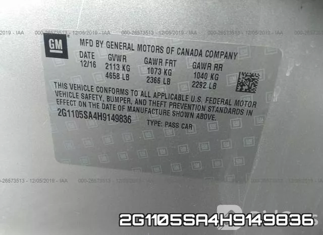2G1105SA4H9149836 фото 10