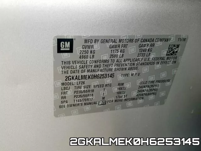 2GKALMEK0H6253145 фото 2