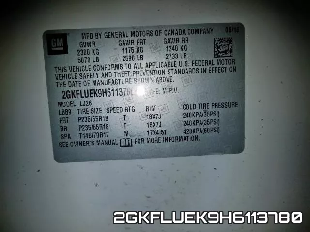 2GKFLUEK9H6113780 фото 2