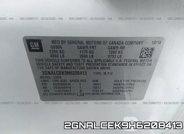 2GNALCEK9H6208413 фото 10