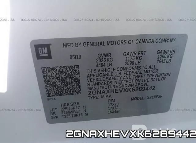 2GNAXHEVXK6289442 фото 10