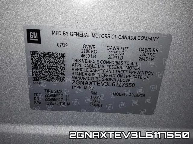 2GNAXTEV3L6117550 фото 2