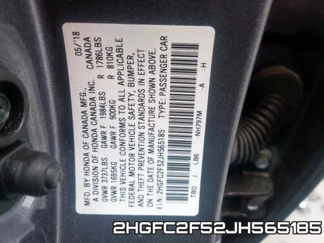 2HGFC2F52JH565185 фото 2