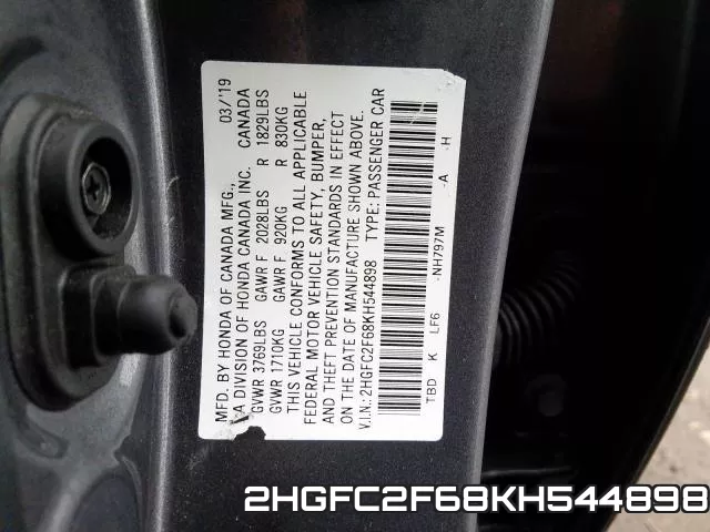 2HGFC2F68KH544898 фото 2