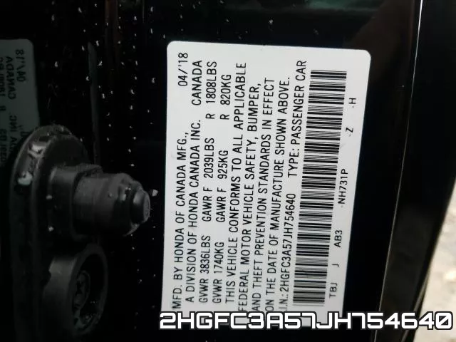 2HGFC3A57JH754640 фото 2