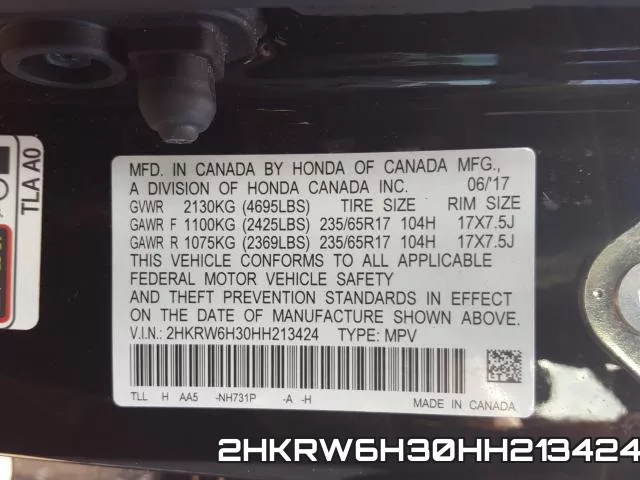 2HKRW6H30HH213424 фото 2