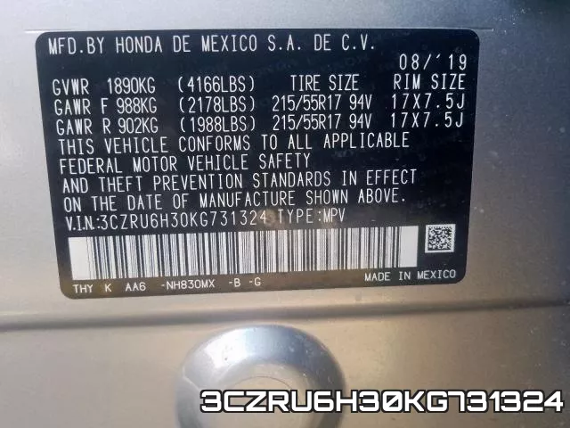 3CZRU6H30KG731324 фото 2