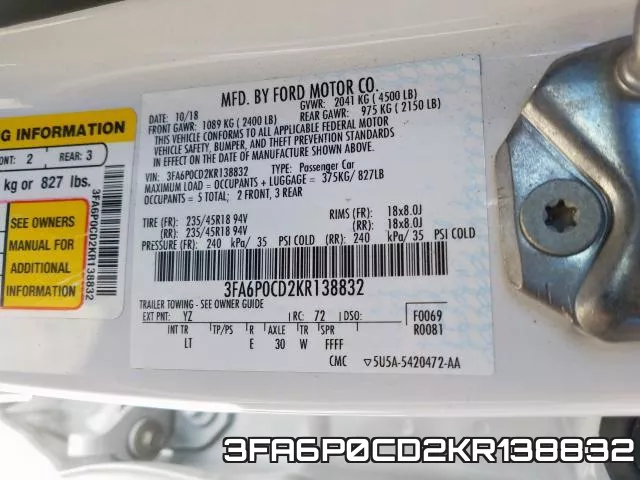 3FA6P0CD2KR138832 фото 2